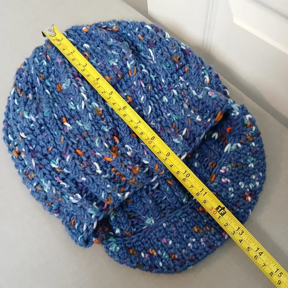 Navy Speckle Slouchy with a Brim OSFM premade newsboy slouch hat boho cottage